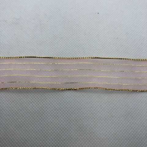 FITA VOAL ROSA C/ DOURADO 9MM - METRO