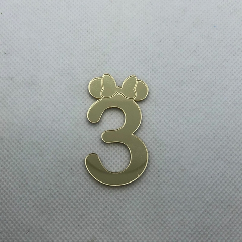 ACRÍLICO NÚMERO 3 ORELHA MINNIE - 5 CM