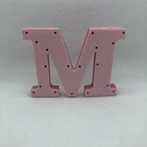 LETRA M EM EVA ROSA BRILHO PARA LED 10 CM - UNIDADE