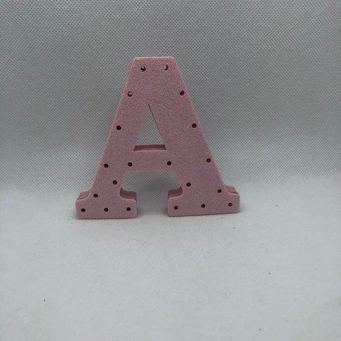 LETRA A EM EVA ROSA BRILHO PARA LED 10 CM - UNIDADE