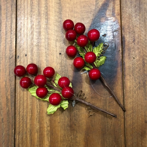 PICK BOLINHA VERMELHA COM FOLHINHA - UNIDADE