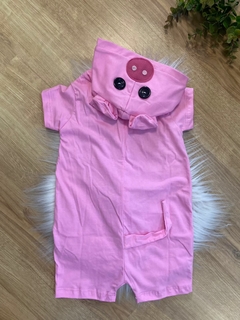 Macacão Porquinha rosa menina mesversário na internet