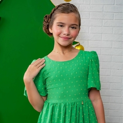 Vestido Doce Menina Verde Natalino na internet