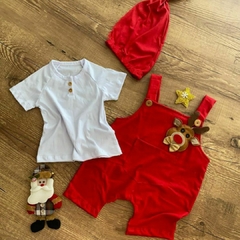 Macacão Conjunto Natalino Menino cores vermelho ou verde Natal