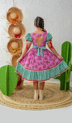 Vestido Junino Infantil juvenil Floral Festa Junina - São João - Caipira - Lilás e Verde - comprar online