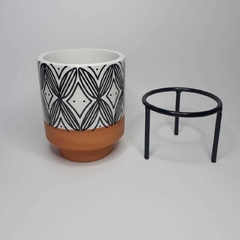 Cachepot Étnico com Suporte Preto-Mod.3