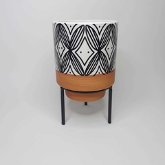 Cachepot Étnico com Suporte Preto-Mod.3 - Realize Home & Decor