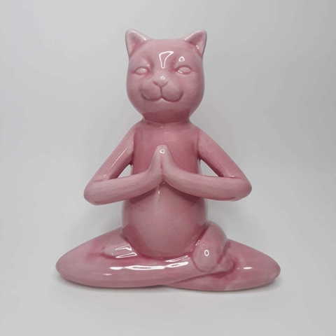 Estátua Cat Yoga Rosa - Mod.2