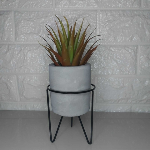 Cachepot Cimento - Suporte Preto