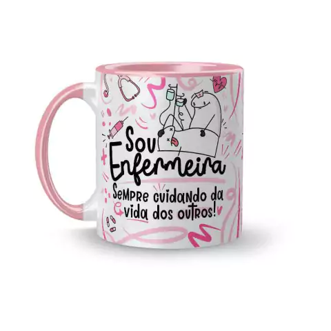 Caneca Cerâmica Profissões Sou Enfermeira 325ml