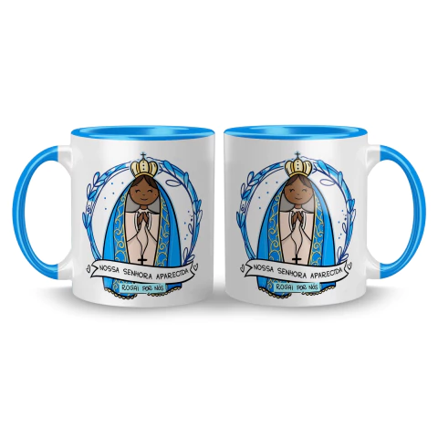 Imagem do Caneca Cerâmica Religiosa Nossa Senhora Aparecida Rogai Por Nós 325ml