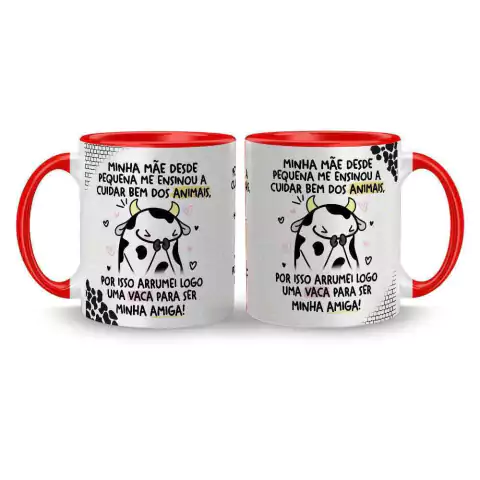 Caneca Cerâmica Flork - Arrumei uma Vaca para ser Minha Amiga 325ml na internet