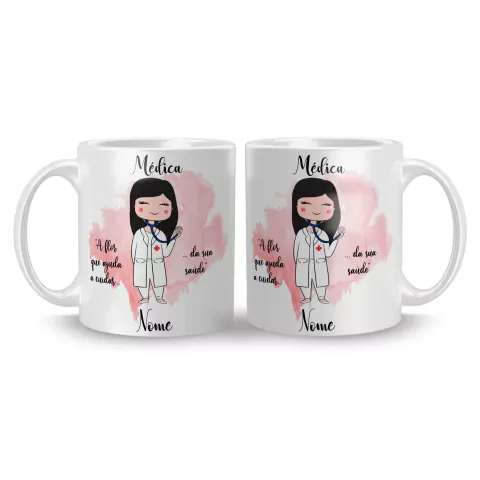 Caneca Cerâmica Profissões Médica / Medicina Personalizada com Nome 325ml na internet