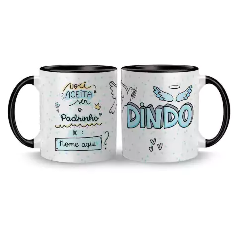 Caneca Cerâmica Convite para Padrinho / Dindo Personalizada com Nome 325ml na internet