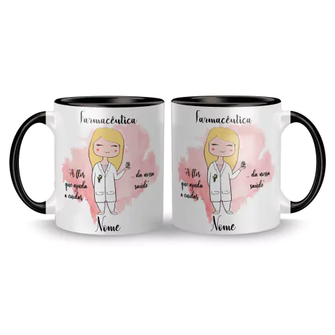 Imagem do Caneca Cerâmica Profissões Farmacêutica Personalizada com Nome 325ml