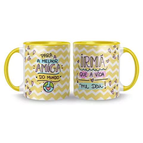 Caneca Cerâmica Para a Melhor Amiga do Mundo, Irmã que a Vida me Deu 325ml na internet