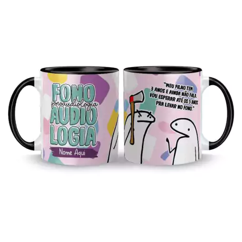 Caneca Cerâmica Flork Profissões Fonoaudiologia Personalizada com Nome 325ml na internet