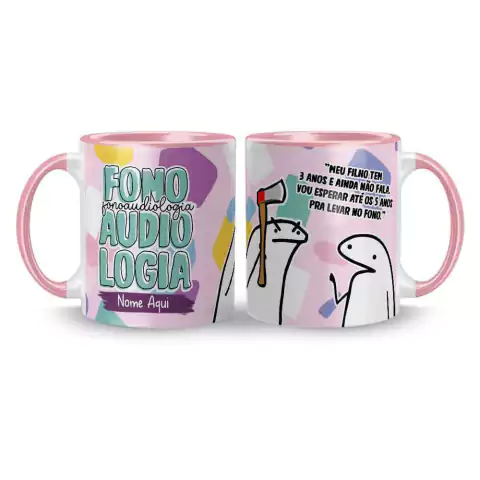 Imagem do Caneca Cerâmica Flork Profissões Fonoaudiologia Personalizada com Nome 325ml