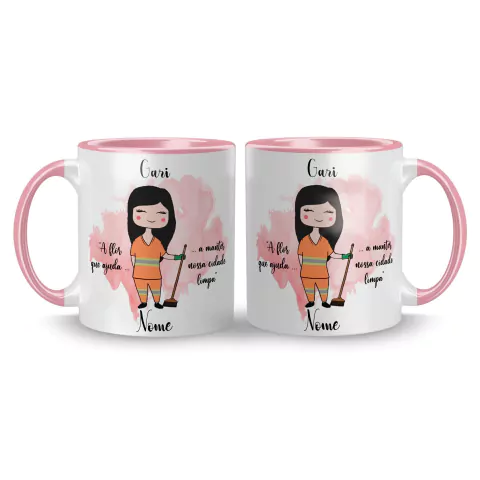 Caneca Cerâmica Profissões Gari Personalizada com Nome 325ml na internet