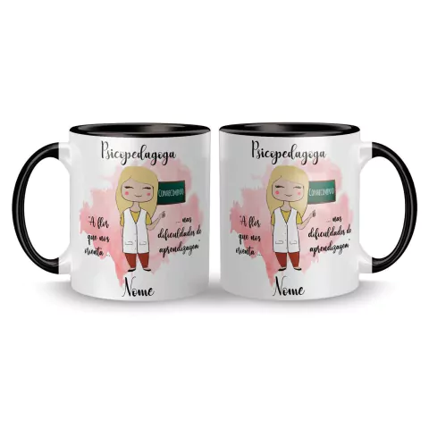 Caneca Cerâmica Profissões Psicopedagoga Personalizada com Nome 325ml na internet