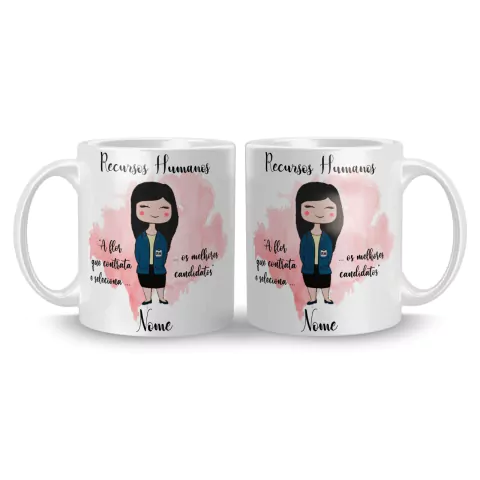 Caneca Cerâmica Profissões Recursos Humanos Personalizada com Nome 325ml na internet