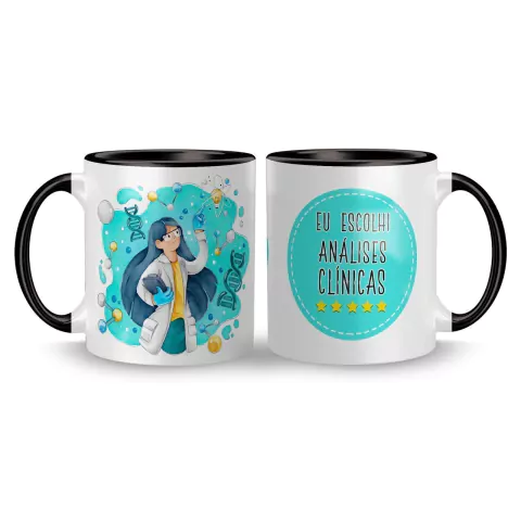 Imagem do Caneca Cerâmica Profissões - Eu Escolhi Análises Clínicas 325ml