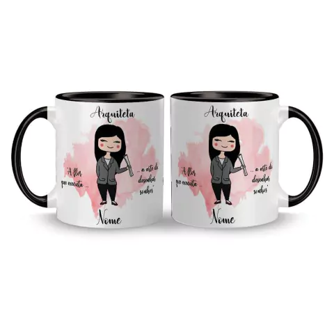 Imagem do Caneca Cerâmica Profissões Arquitetura Arquiteta Personalizada com Nome 325ml