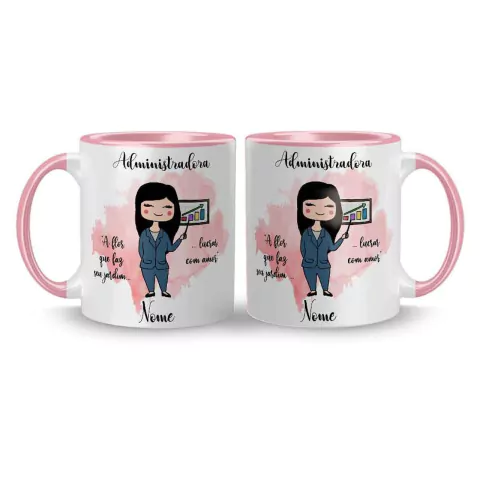 Caneca Cerâmica Profissões Administração / Administradora Personalizada com Nome 325ml na internet
