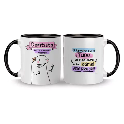 Caneca Cerâmica Flork Profissões Dentista - Sorrir é Comigo Mesmo 325ml na internet