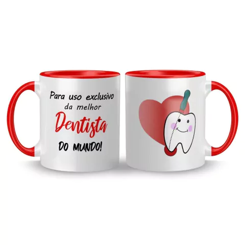 Caneca Cerâmica Profissões Odontologia - Para uso Exclusivo da Melhor Dentista do Mundo 325ml na internet