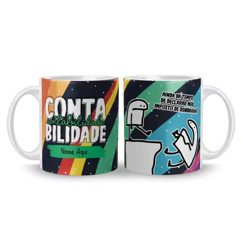 Caneca Cerâmica Flork Profissões Contabilidade Personalizada com Nome 325ml na internet