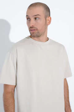 Remera Oversize - Algodón Liso - Hueso - tienda online