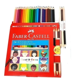 Lápices Faber Castell de 24 colores+ 6 colores caras - comprar online