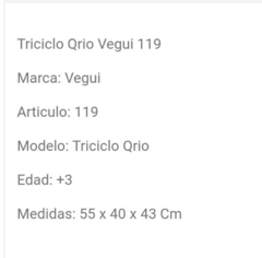 Triciclo Vegui Reforzado - tienda online