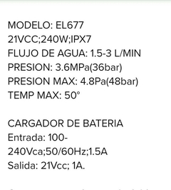 hidrolavadora Portátil Inalámbrica