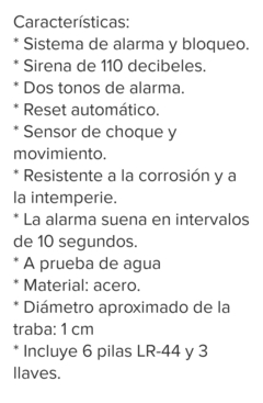 Imagen de Candado con Alarma