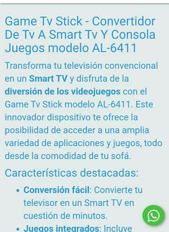 Imagen de Game TV stick + convertidor de TV a smart tv