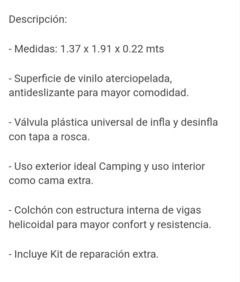 Colchón inflable de 2 plaza - comprar online