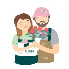 Ilustración de pareja en internet