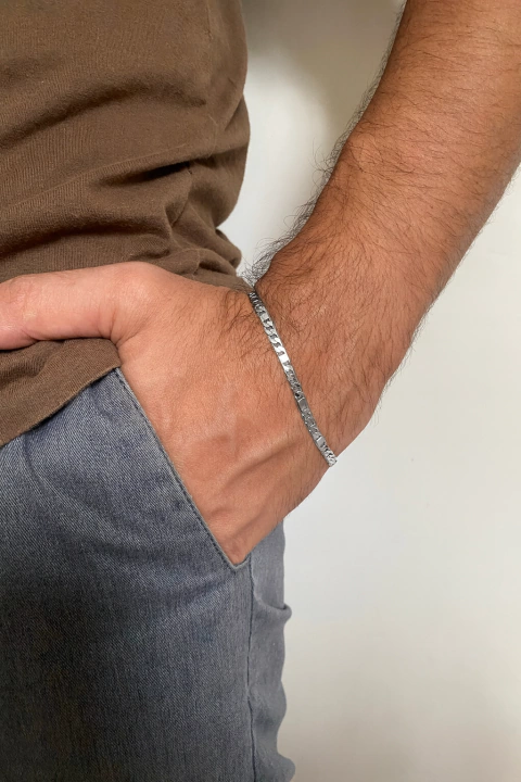 Pulseira masculina 3x1 Banhada a prata 4mm - comprar online