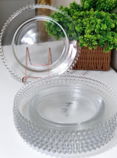 4 Pratos Sobremesa Cristal Pearl Transparente 20cm Wolff na internet
