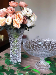 Vaso Cristal Diamond Transparente 25cm Lyor - P&B Decor