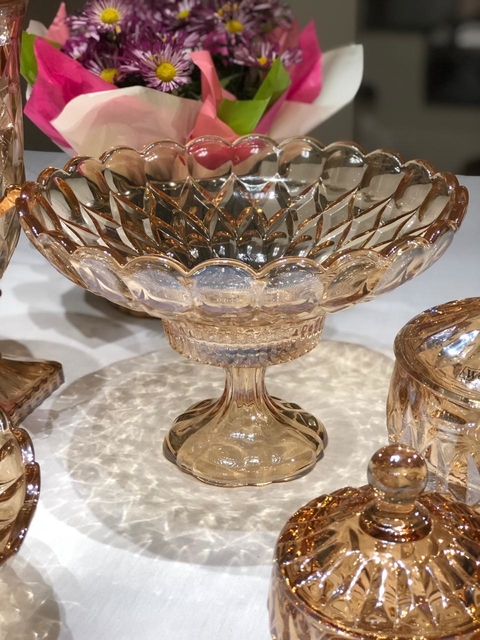Centro de Mesa Cristal Angel Âmbar c/ Pé 32x21cm Wolff