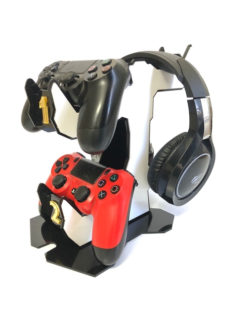 Suporte para Headset e Controles Preto e Branco