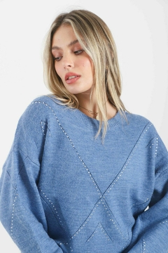 Maxi Sweater Calado Con Stras VTL 679