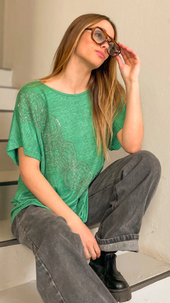 Remeron Lurex Jaspeado Con Stras Diagonal vt23517 en internet