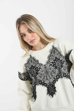 Sweater Cashmire Con Encaje VTL667 - comprar online