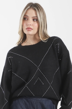 Maxi Sweater Calado Con Stras VTL 679 - Indiana