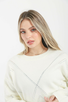 Imagen de Maxi Sweater Calado Con Stras VTL 679