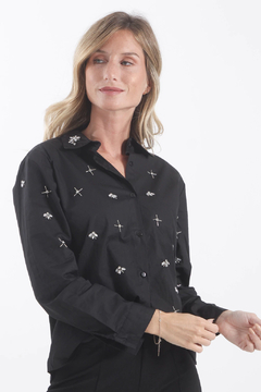 Camisa Poplin Con Canutillos Y Piedras VTK4106 - comprar online